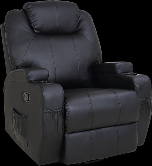Massage Sofa Chair Recliner 360 Degree Swivel PU Leather Lounge 8 Point Heated - image1