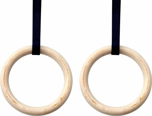 Wooden Gymnastic Rings Olympic Gym Strength Training - image1