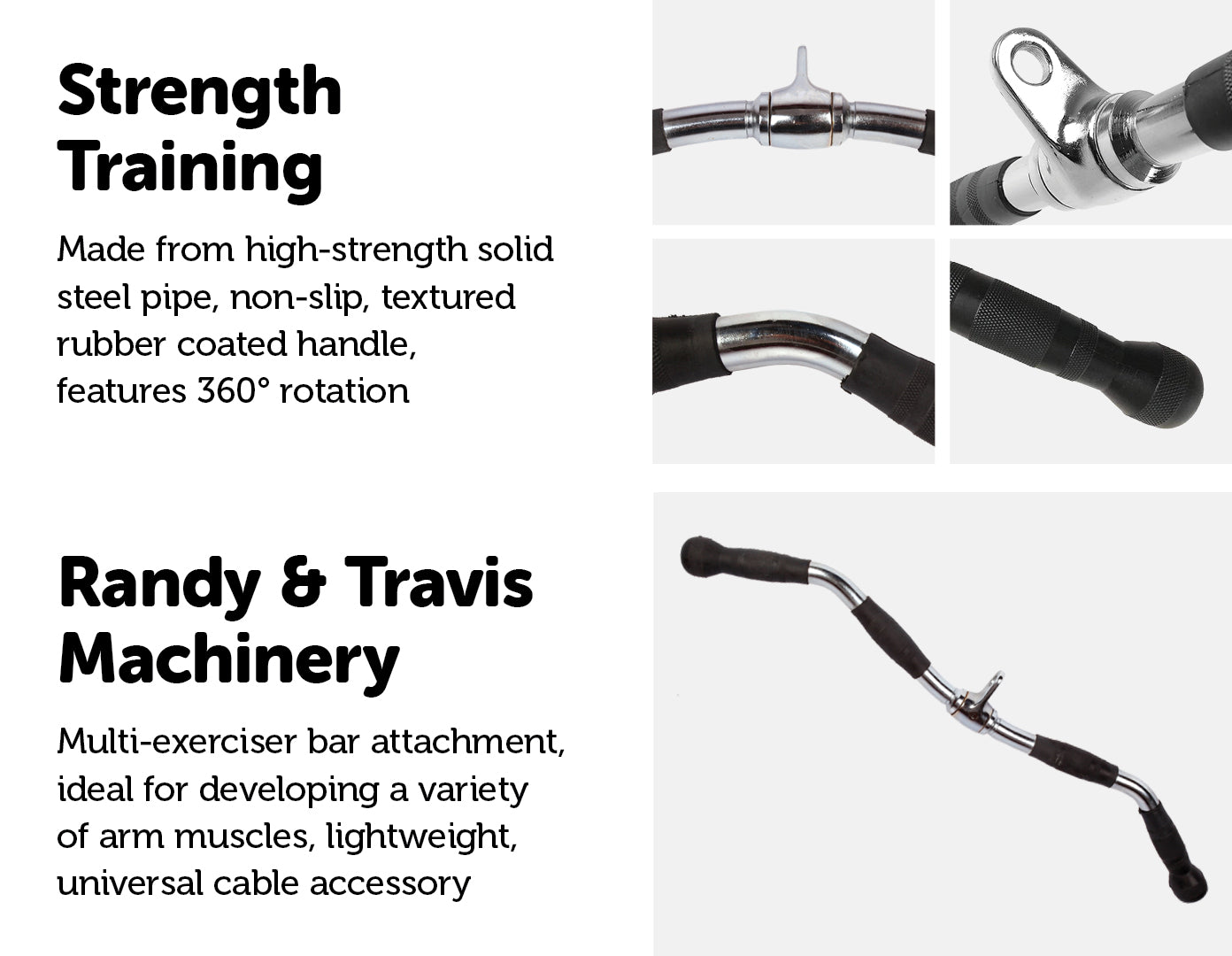 Randy & Travis Rubber-Coated Revolving Curl Row Bar Attachment - image3