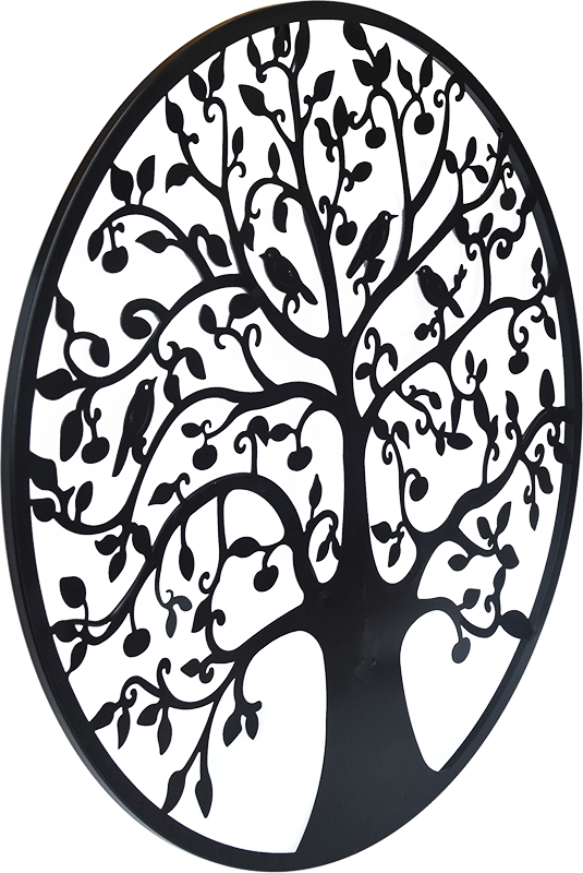 Black Tree of Life Wall Art Hanging Metal Iron Sculpture Garden 60cm - image4