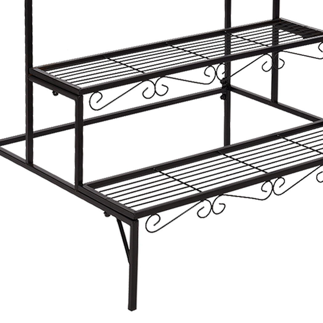 Plant Stand 3 Tier Rectangle Metal Flower Pot Planter Corner Shelf Black - image6