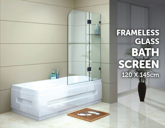 1200 x 1450mm Frameless Bath Panel 10mm Glass Shower Screen By Della Francesca - image1