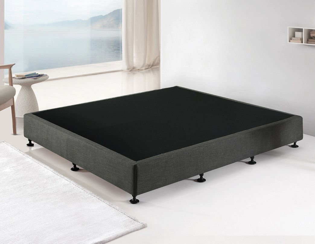 King Ensemble Bed Base Platinum Graphite Linen Fabric - image10