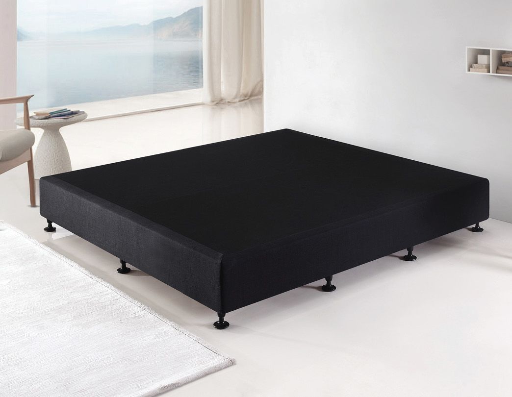 King Ensemble Bed Base Midnight Black Linen Fabric - image6