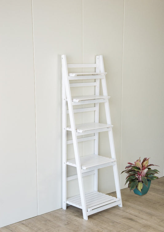 5 Tier Wooden Ladder Shelf Stand Storage Book Shelves Shelving Display Rack - image1