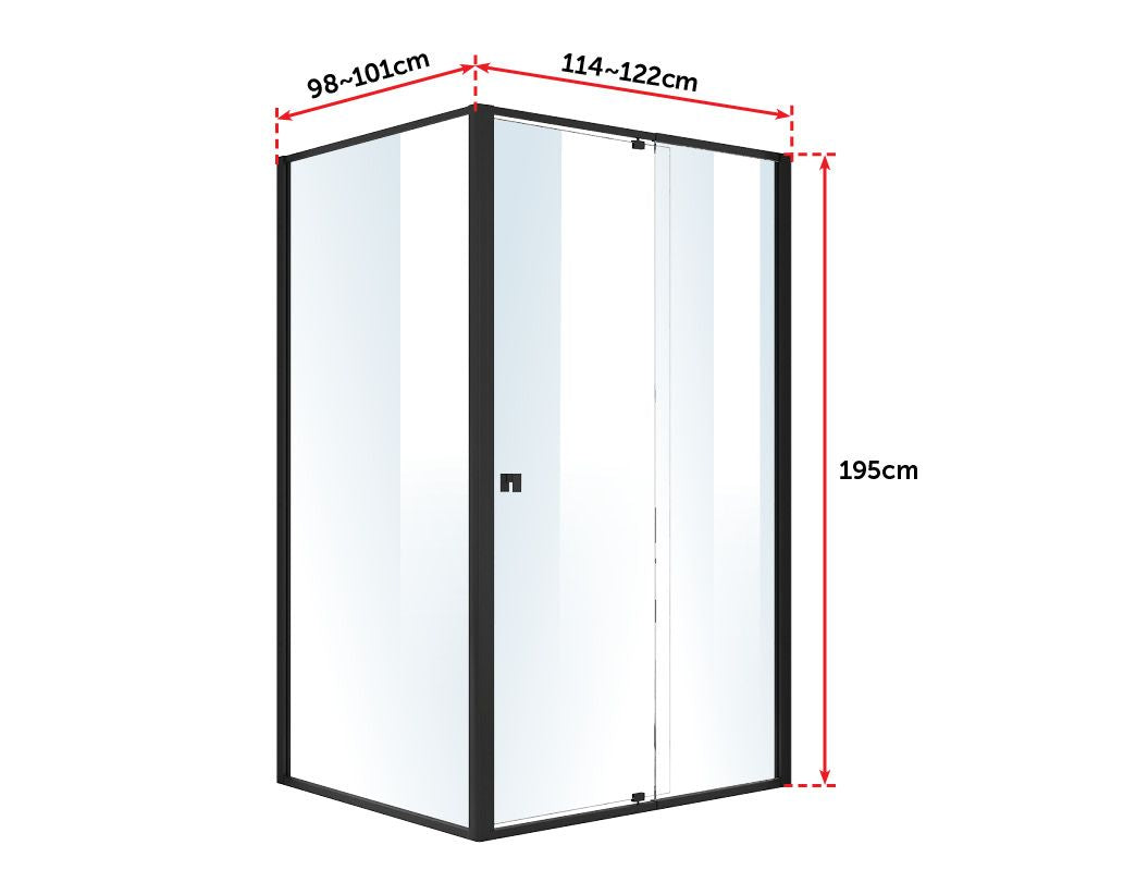 Semi Frameless Shower Screen (114~122)x 195cm & (98~101)x195cm Side AS/NZS Glass - image2