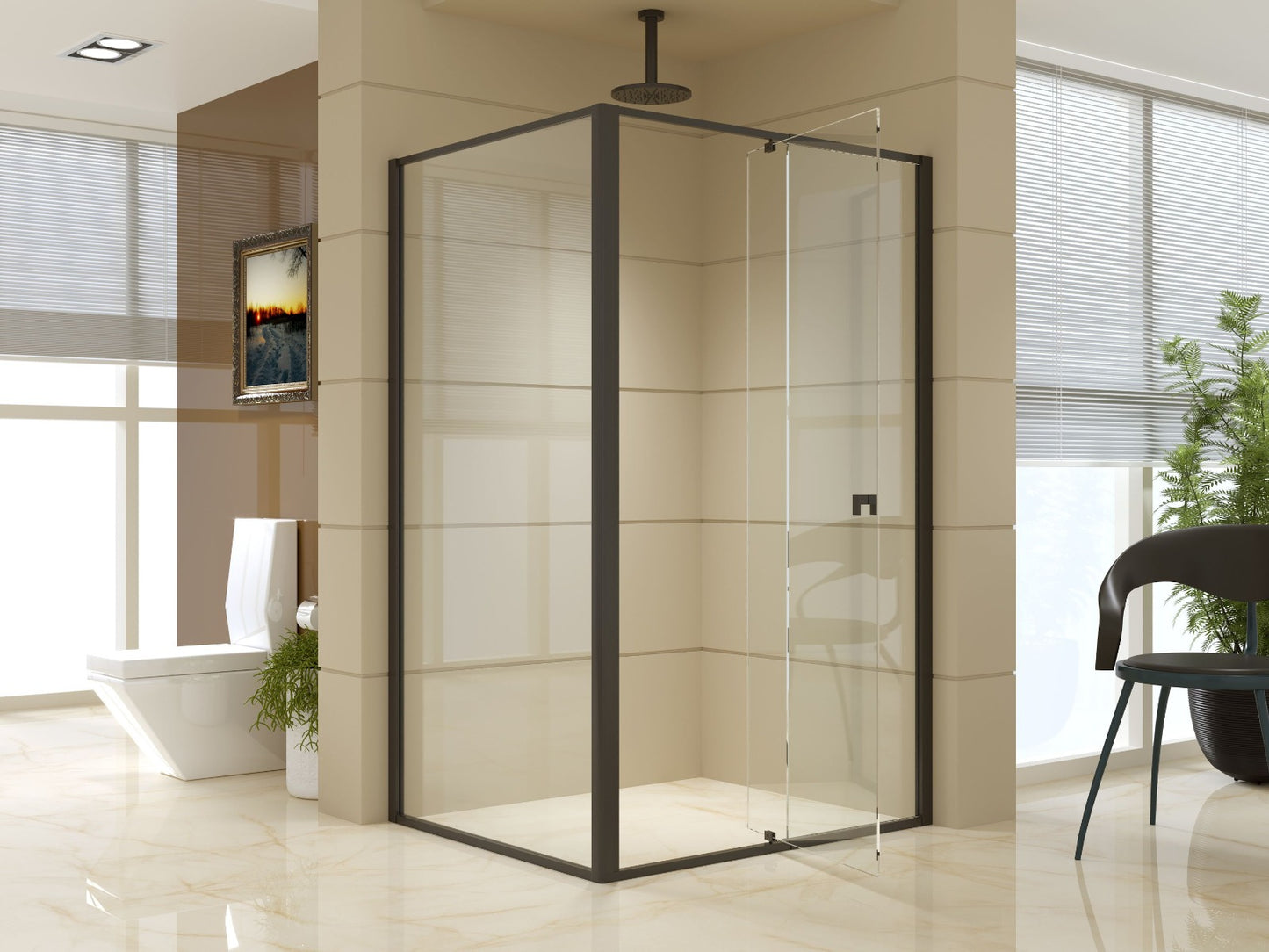 Semi Frameless Shower Screen (114~122)x 195cm & (98~101)x195cm Side AS/NZS Glass - image5