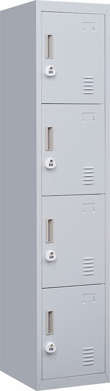3-digit Combination Lock 4 Door Locker for Office Gym Grey - image1