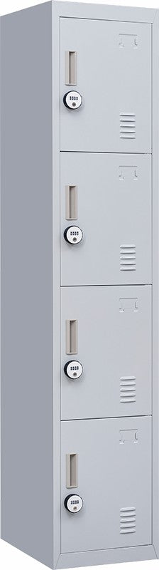 4-Digit Combination Lock 4 Door Locker for Office Gym Grey - image1