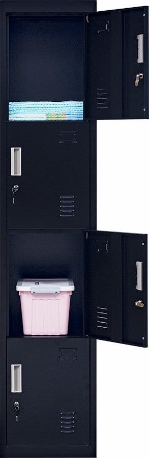 Standard Lock 4-Door Vertical Locker for Office Gym Shed School Home Storage Black - image3