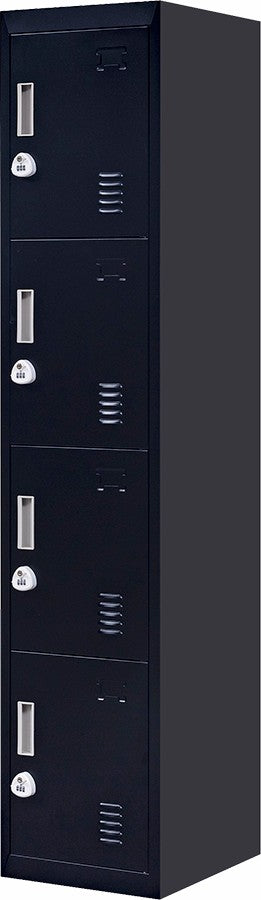 3-digit Combination Lock 4 Door Locker for Office Gym Black - image4