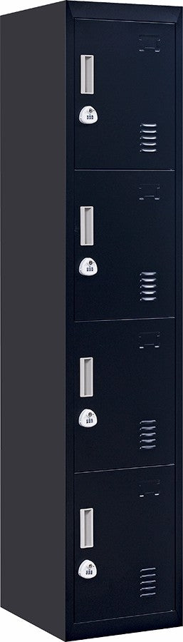 3-digit Combination Lock 4 Door Locker for Office Gym Black - image1