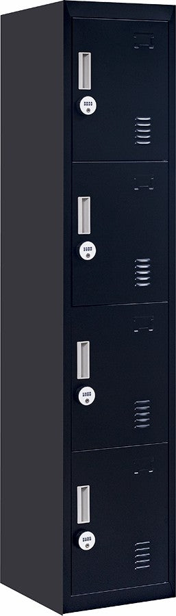 4-digit Combination Lock 4 Door Locker for Office Gym Black - image1