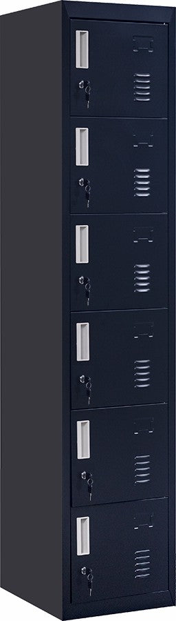 Standard Lock 6-Door Locker for Office Gym Shed School Home Storage Black - image1