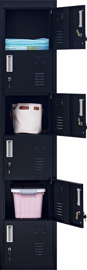 Standard Lock 6-Door Locker for Office Gym Shed School Home Storage Black - image5