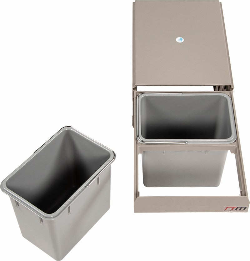 Set of 2 15L Pull Out Trash Bin Dual Kitchen Garbage Waste Basket Cabinet Bin - image3