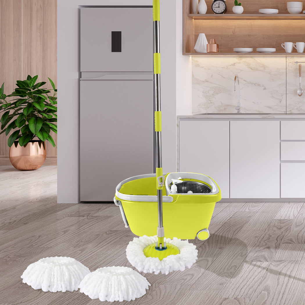 360å¡ Spin Mop Bucket Set Spinning Stainless Steel Rotating Wet Dry Green - image8