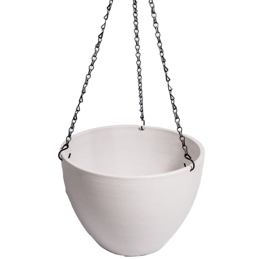 Hanging Rustic White Plastic Pot with Chain 30cm - image1