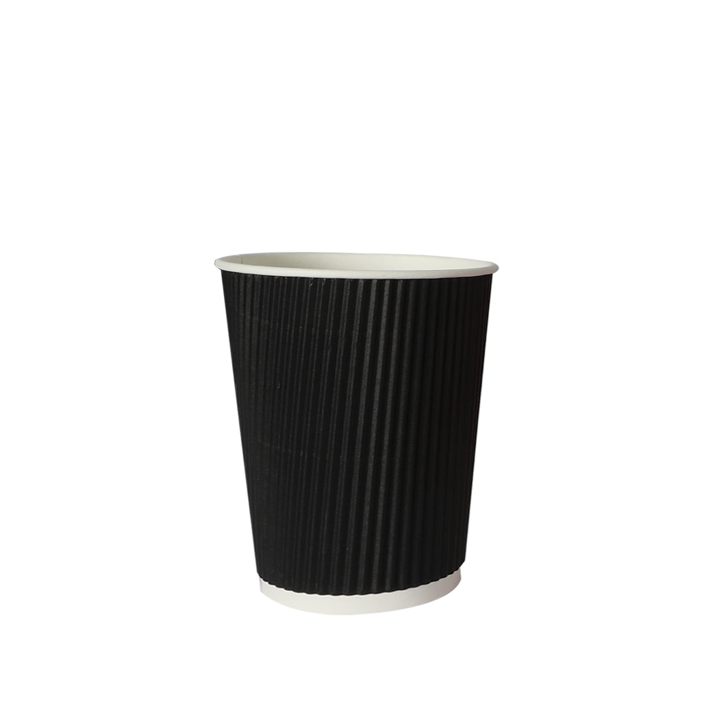 500 Pcs 8oz Disposable Takeaway Coffee Paper Cups Triple Wall Take Away w Lids - image2