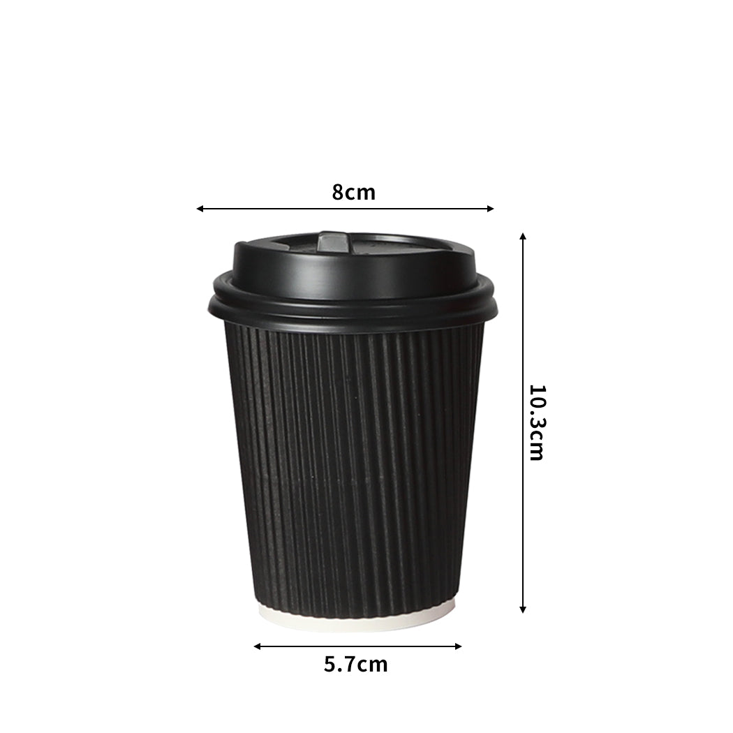 500 Pcs 8oz Disposable Takeaway Coffee Paper Cups Triple Wall Take Away w Lids - image3