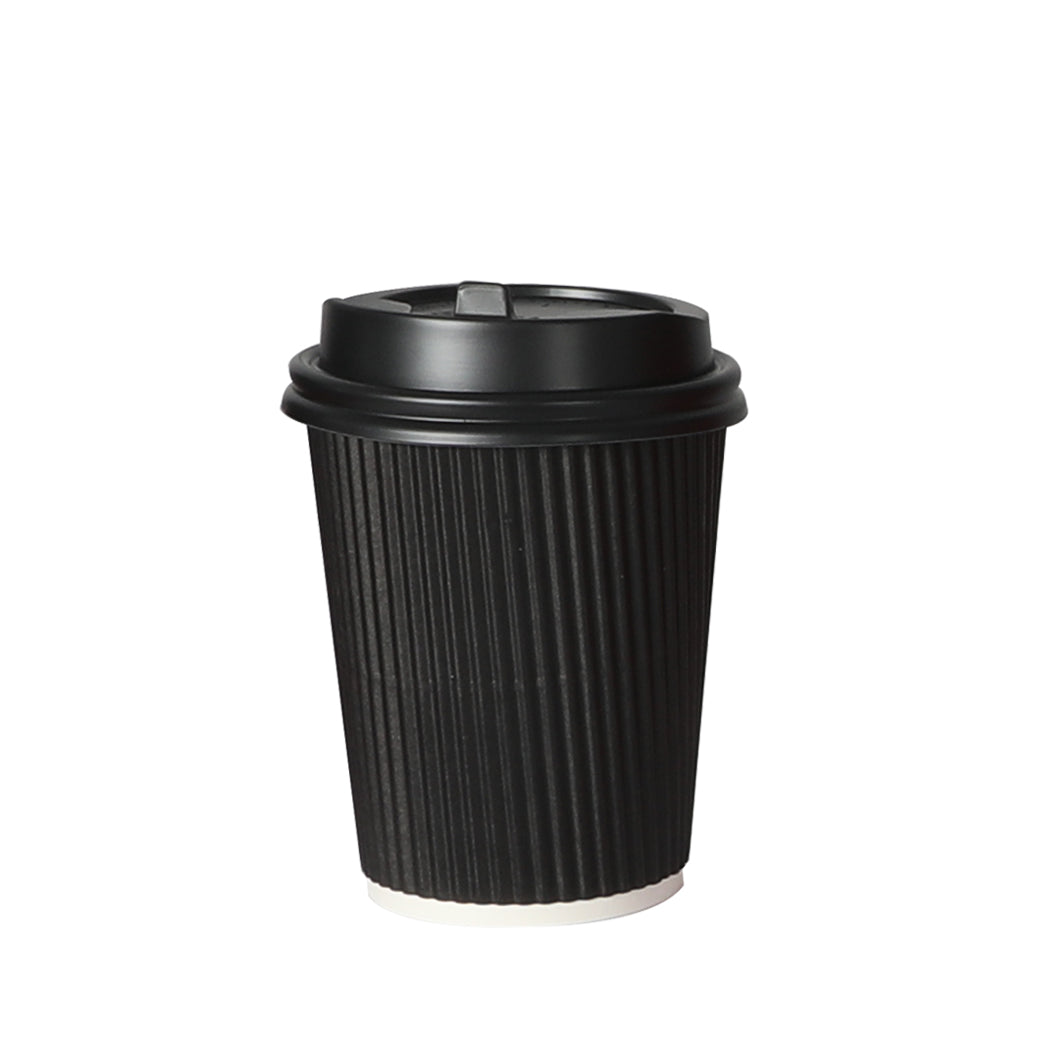 500 Pcs 8oz Disposable Takeaway Coffee Paper Cups Triple Wall Take Away w Lids - image1