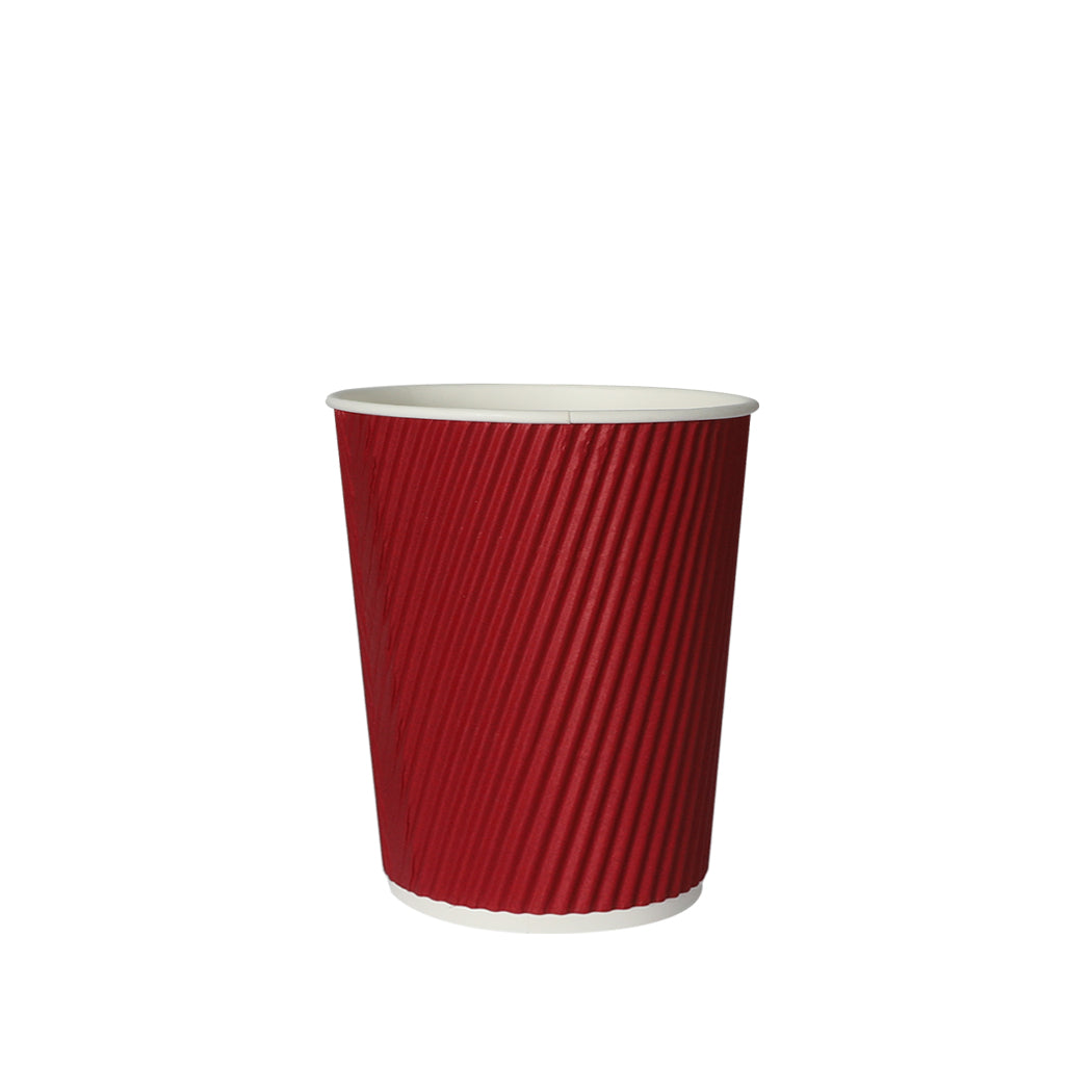 500 Pcs 8oz Disposable Takeaway Coffee Paper Cups Triple Wall Take Away w Lids - image2