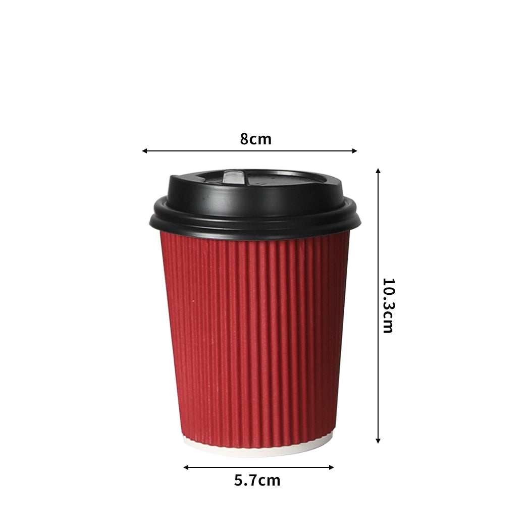 500 Pcs 8oz Disposable Takeaway Coffee Paper Cups Triple Wall Take Away w Lids - image3