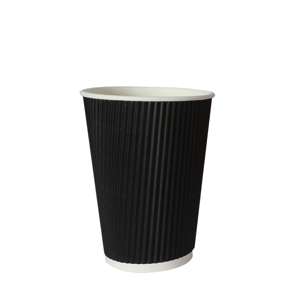 500 Pcs 12oz Disposable Takeaway Coffee Paper Cups Triple Wall Take Away w Lids - image2
