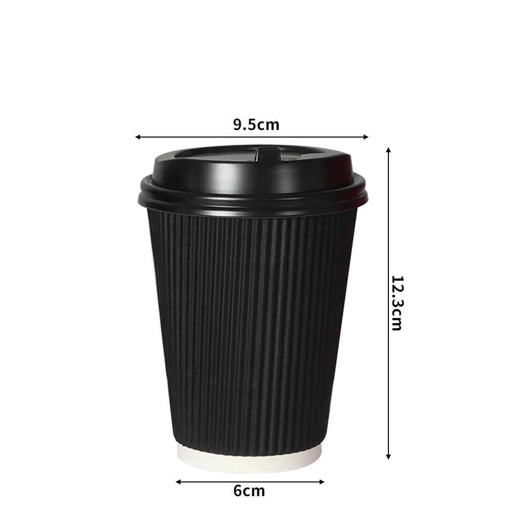 500 Pcs 12oz Disposable Takeaway Coffee Paper Cups Triple Wall Take Away w Lids - image3
