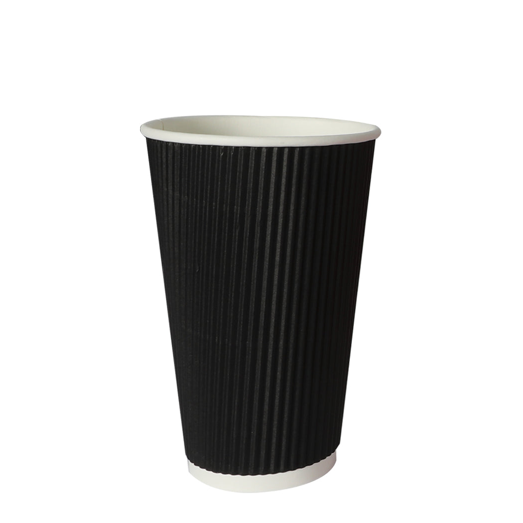 100 Pcs 16oz Disposable Takeaway Coffee Paper Cups Triple Wall Take Away w Lids - image2