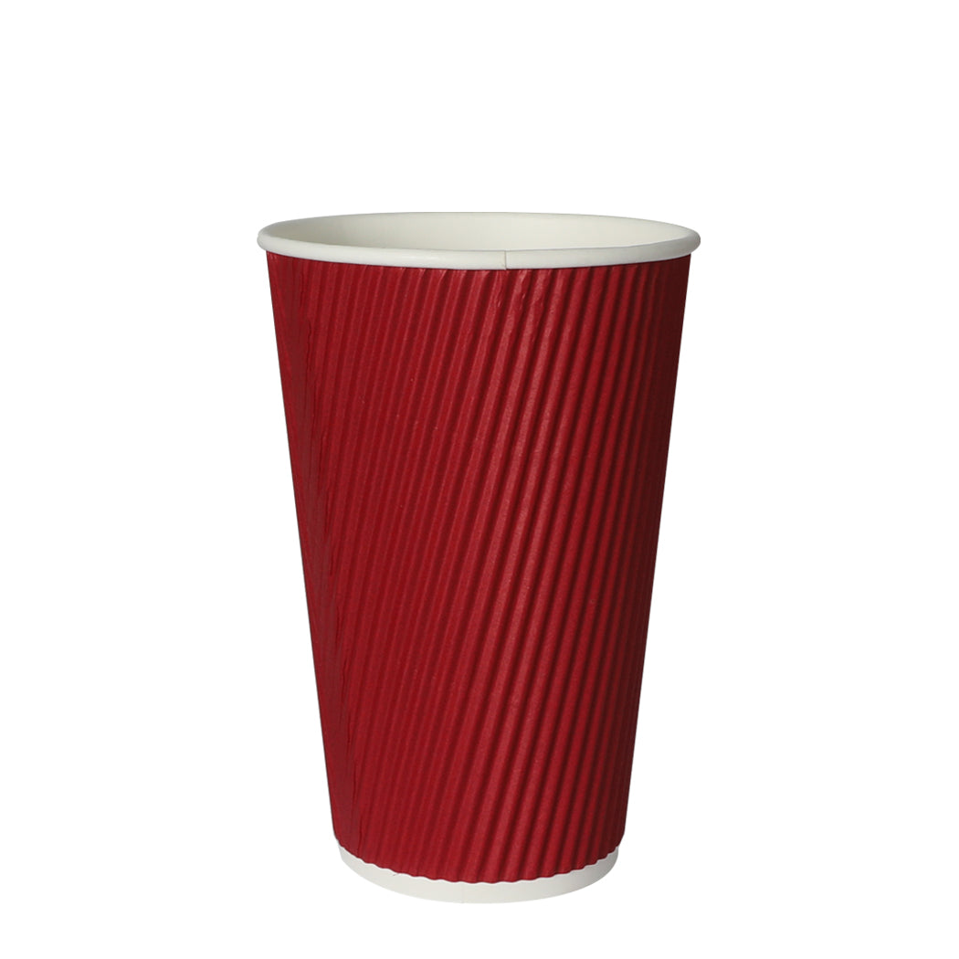 100 Pcs 16oz Disposable Takeaway Coffee Paper Cups Triple Wall Take Away w Lids - image2