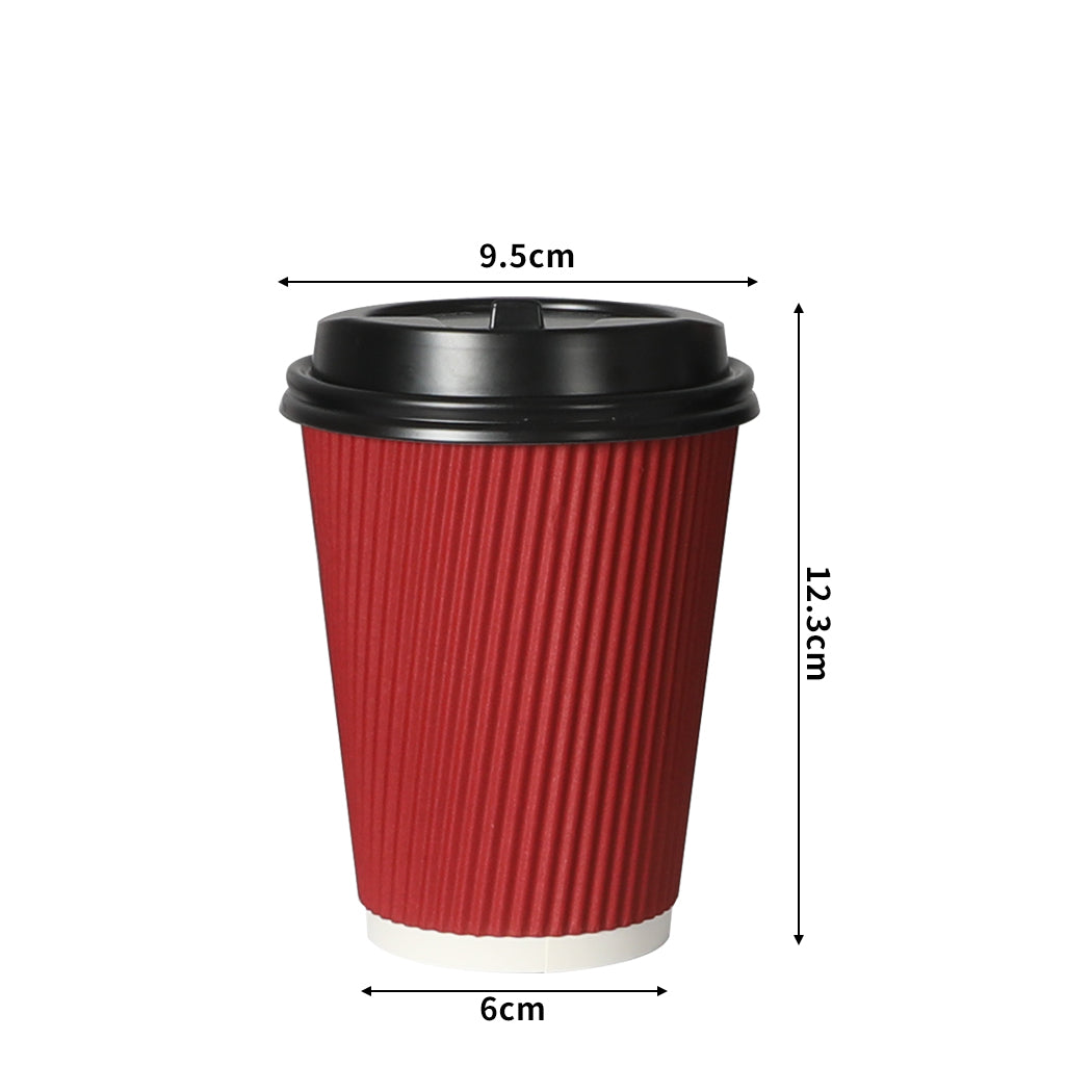 200 Pcs 16oz Disposable Takeaway Coffee Paper Cups Triple Wall Take Away w Lids - image3