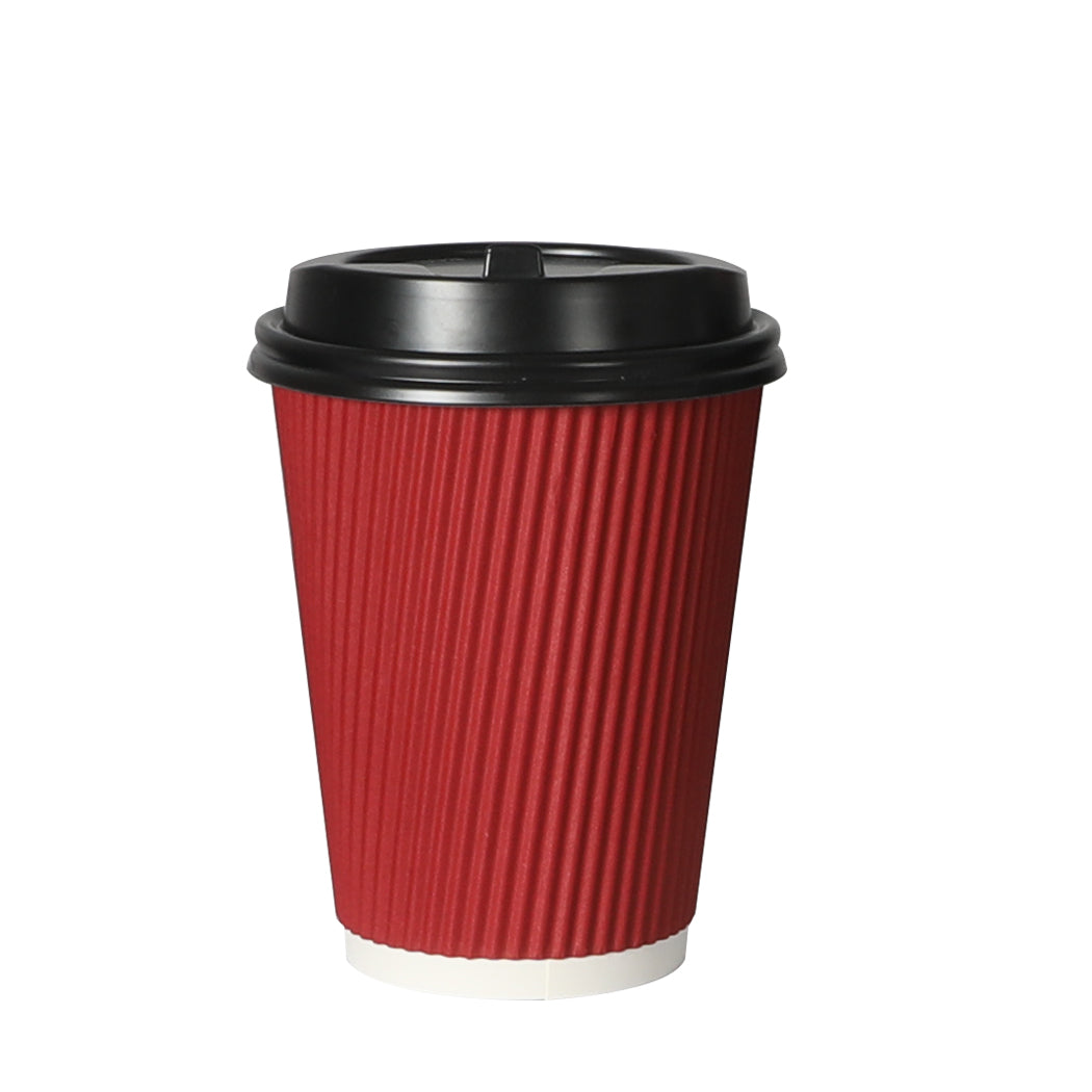 200 Pcs 16oz Disposable Takeaway Coffee Paper Cups Triple Wall Take Away w Lids - image1