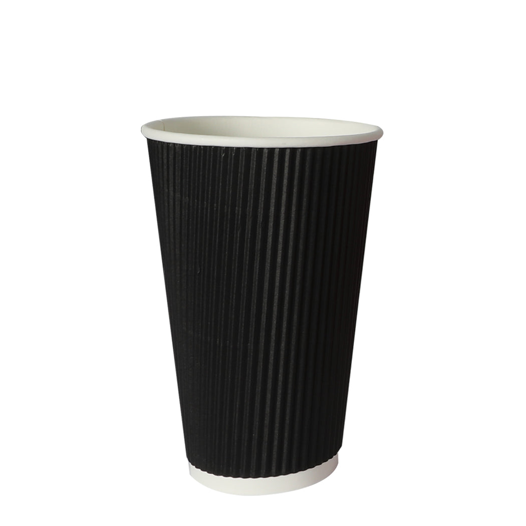 500 Pcs 16oz Disposable Takeaway Coffee Paper Cups Triple Wall Take Away w Lids - image2