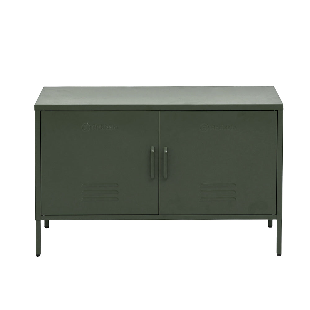 Base Metal Locker Storage Shelf Organizer Cabinet Buffet Sideboard Green - image1