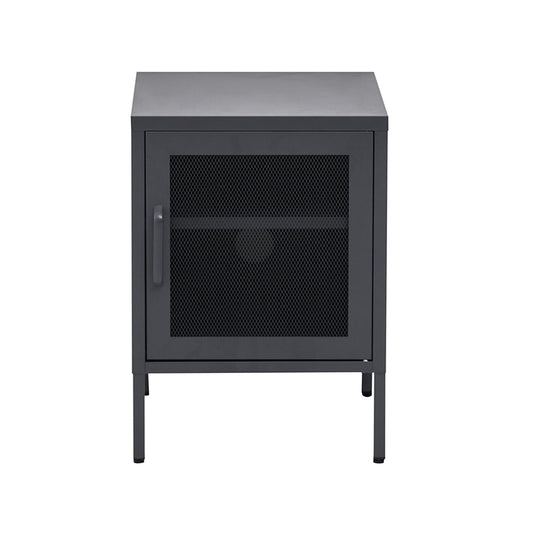Mini Mesh Door Storage Cabinet Organizer Bedside Table Black - image1