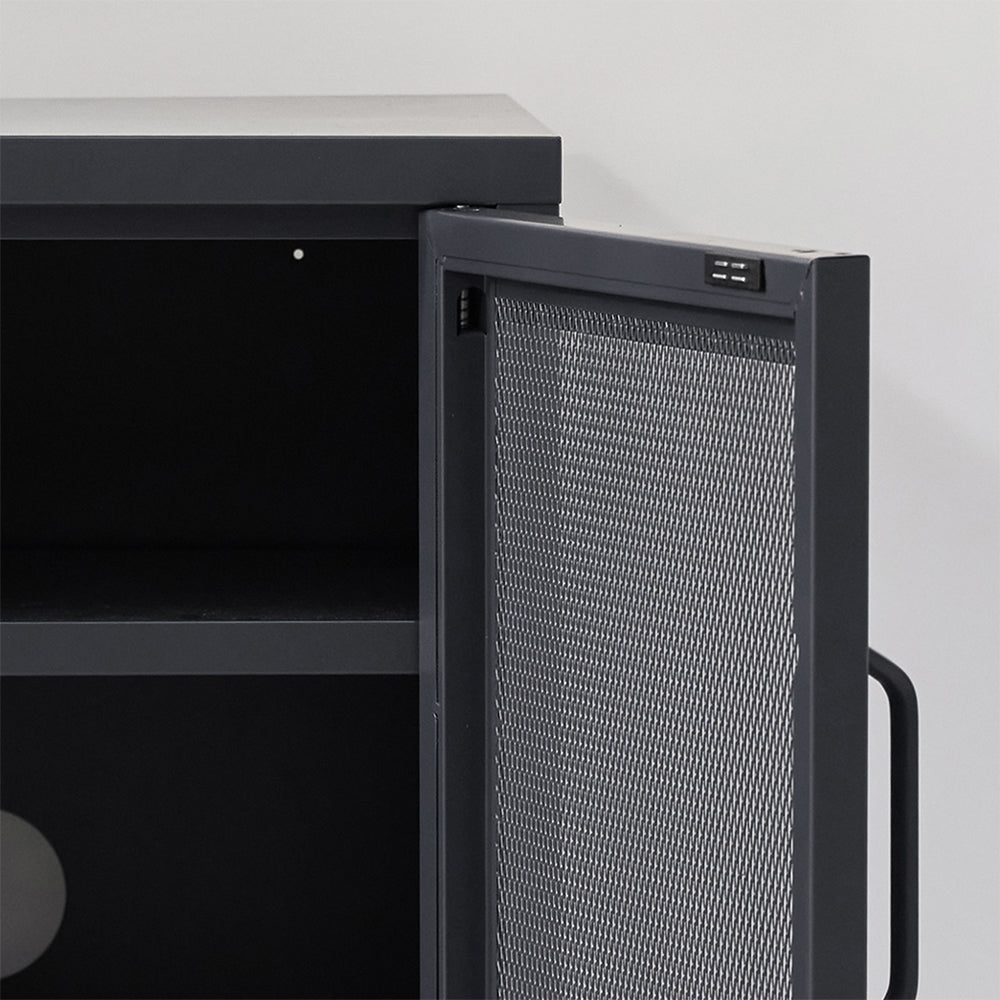 Mini Mesh Door Storage Cabinet Organizer Bedside Table Black - image4