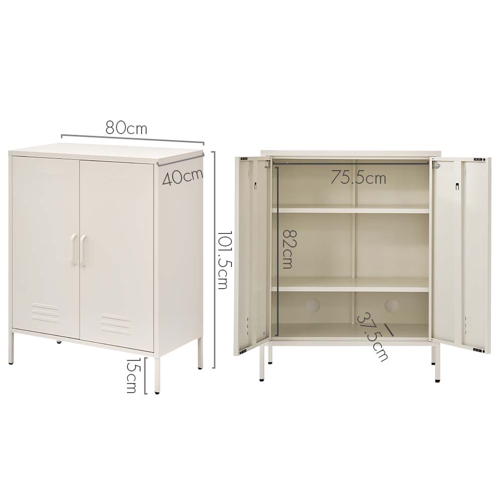 Sweetheart Metal Locker Storage Shelf Organizer Cabinet Buffet Sideboard White - image2