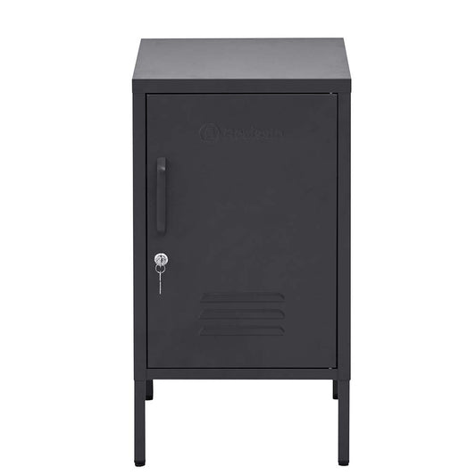 Mini Metal Locker Storage Shelf Organizer Cabinet Bedroom Black - image1