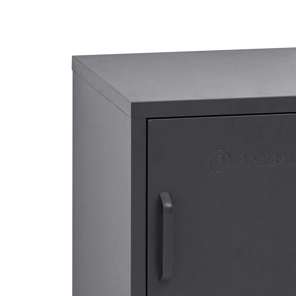 Mini Metal Locker Storage Shelf Organizer Cabinet Bedroom Black - image3