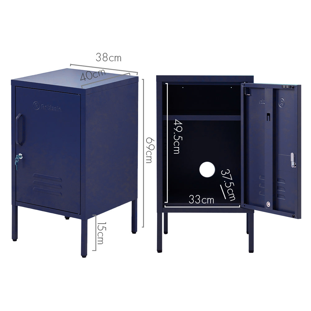 Mini Metal Locker Storage Shelf Organizer Cabinet Bedroom Blue - image2