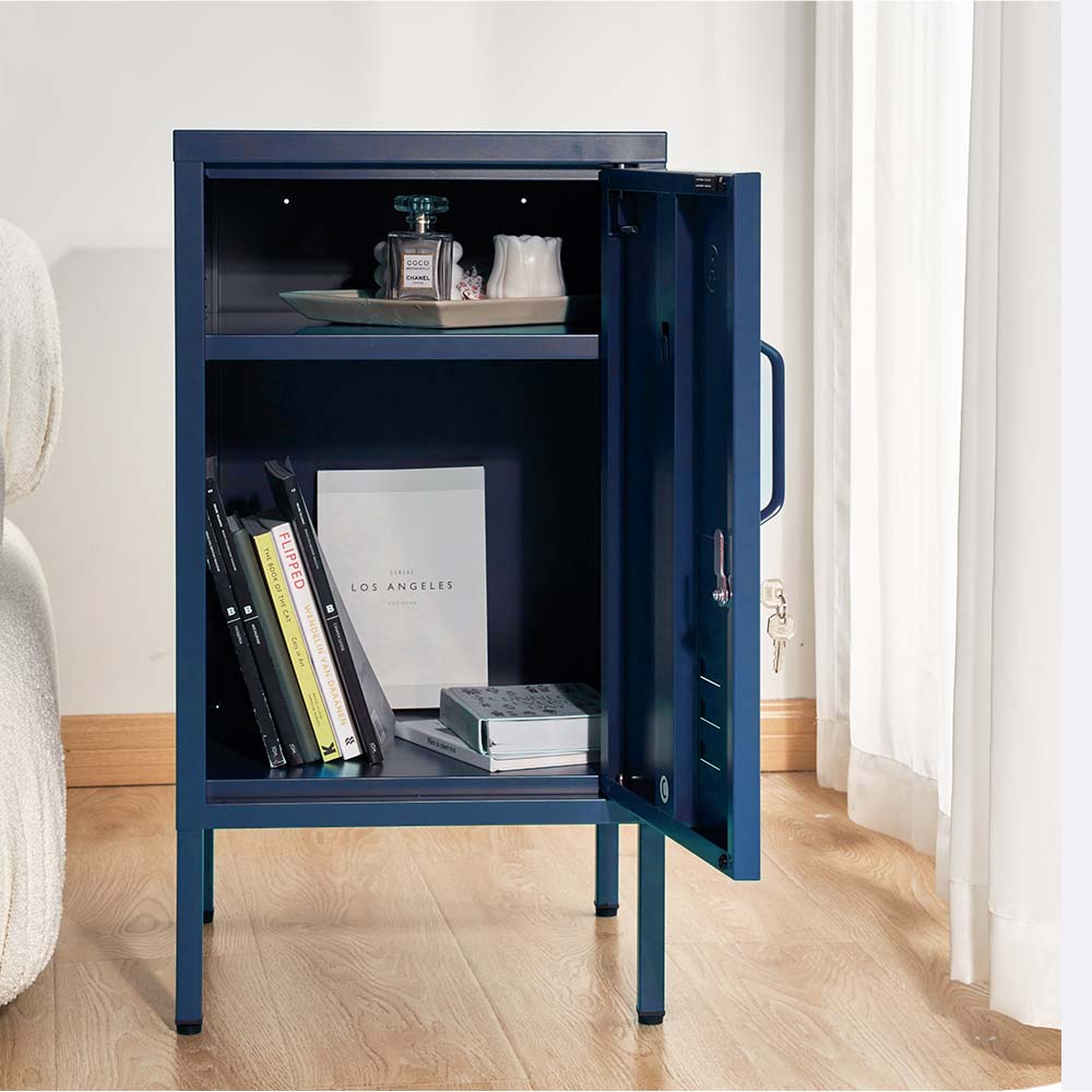 Mini Metal Locker Storage Shelf Organizer Cabinet Bedroom Blue - image6