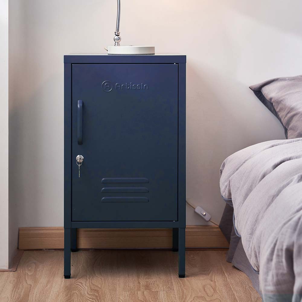 Mini Metal Locker Storage Shelf Organizer Cabinet Bedroom Blue - image8