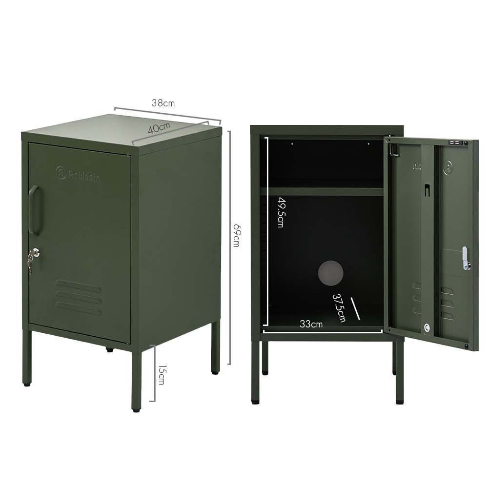 Mini Metal Locker Storage Shelf Organizer Cabinet Bedroom Green - image2