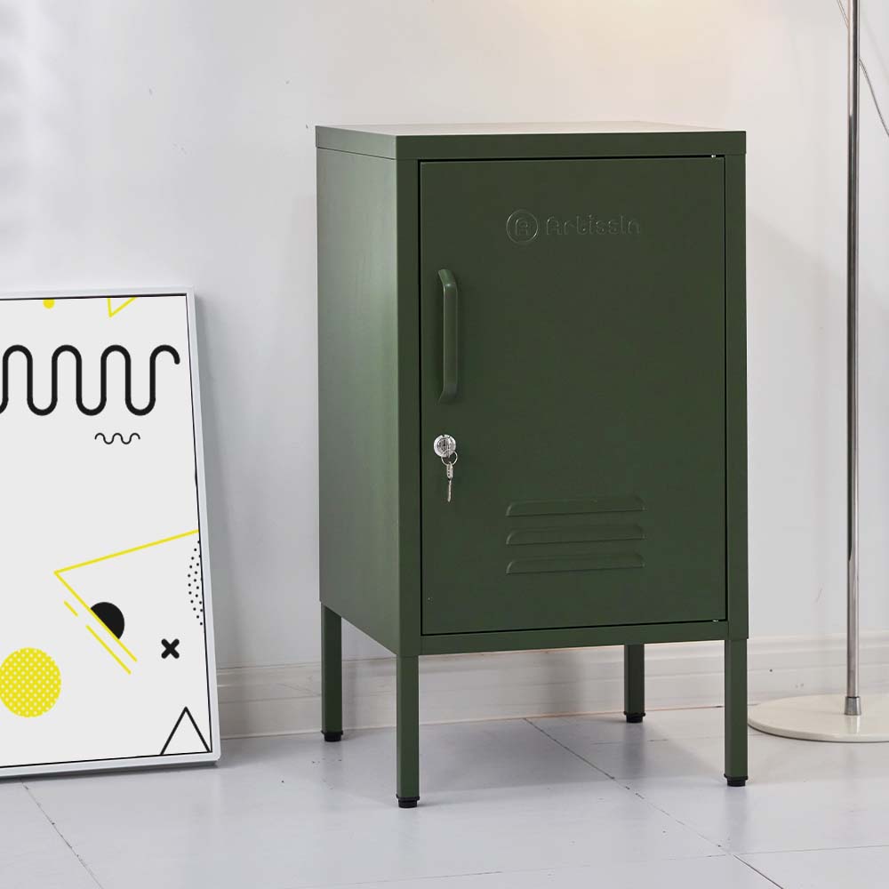 Mini Metal Locker Storage Shelf Organizer Cabinet Bedroom Green - image5