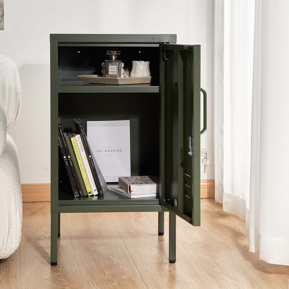 Mini Metal Locker Storage Shelf Organizer Cabinet Bedroom Green - image6