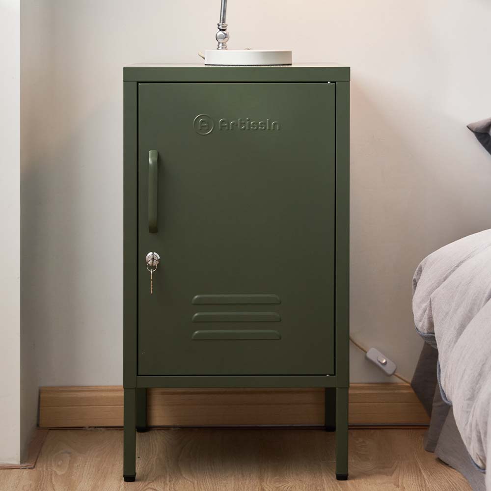 Mini Metal Locker Storage Shelf Organizer Cabinet Bedroom Green - image8