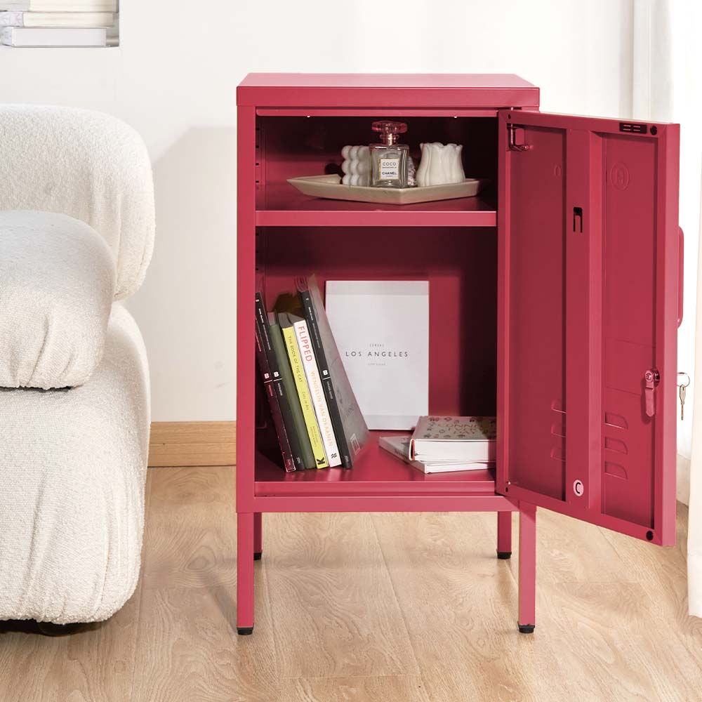 Mini Metal Locker Storage Shelf Organizer Cabinet Bedroom Pink - image6