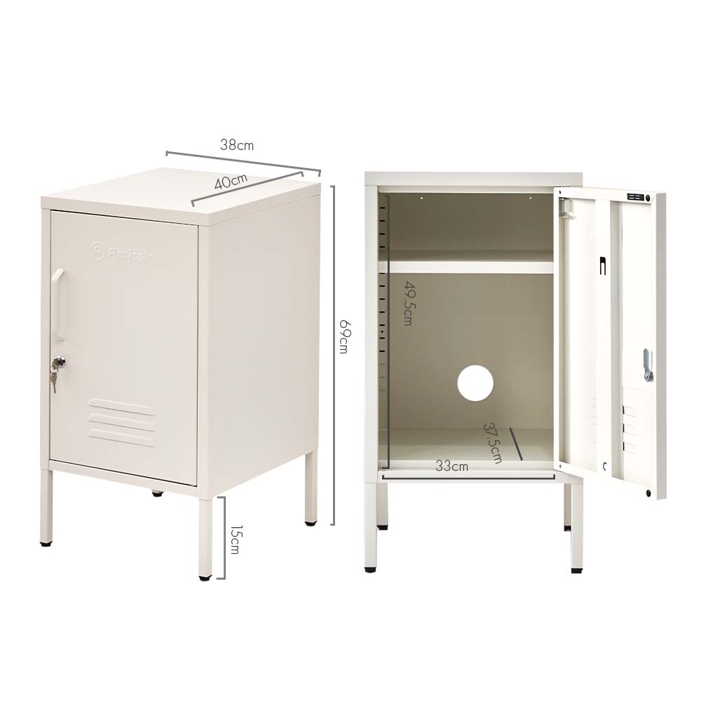 Mini Metal Locker Storage Shelf Organizer Cabinet Bedroom White - image2