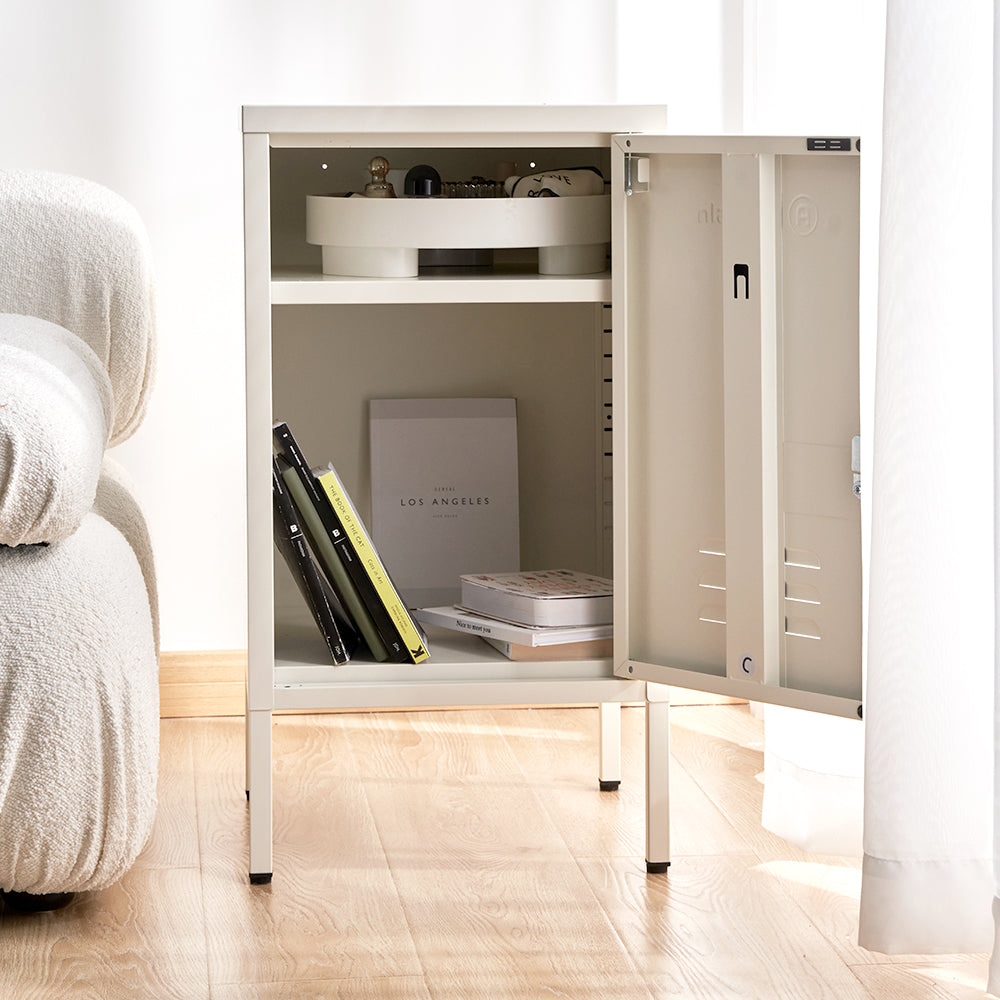 Mini Metal Locker Storage Shelf Organizer Cabinet Bedroom White - image6